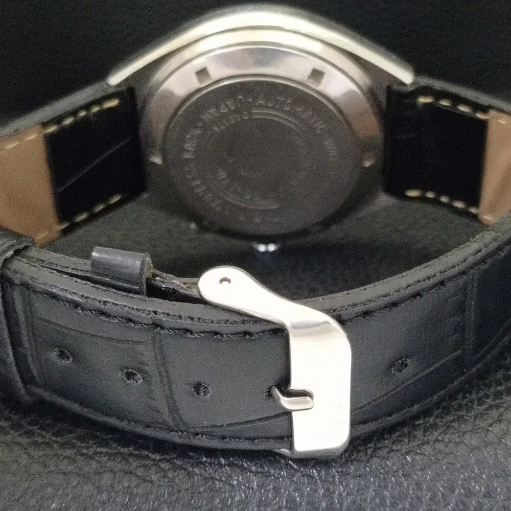 Vintage 1978 Ricoh Automatic Mens Silver Watch W/daydate & Red accents